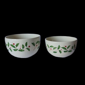 Lenox holiday bowls christmas pattern set of 2